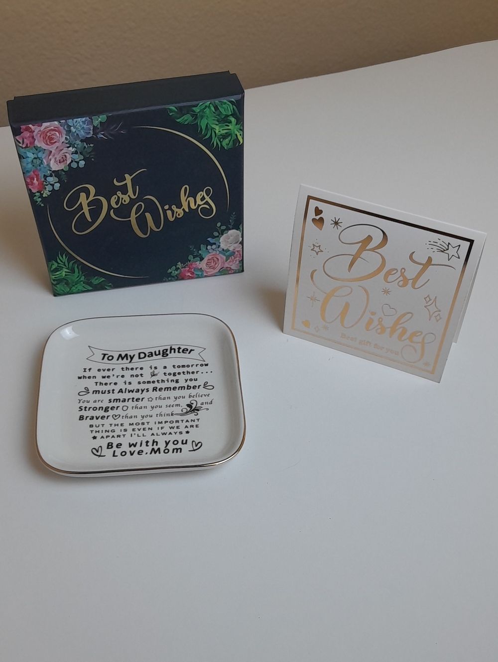 Best Wishes Floral Gift Box with Matching Card and Trinket Dish